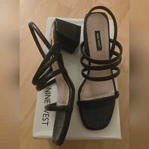 Nine West Black Strappy Heels